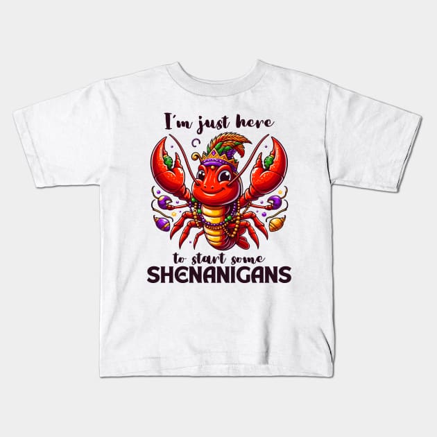 I'm Just Here To Start Some Shenanigans Kids T-Shirt by Etopix